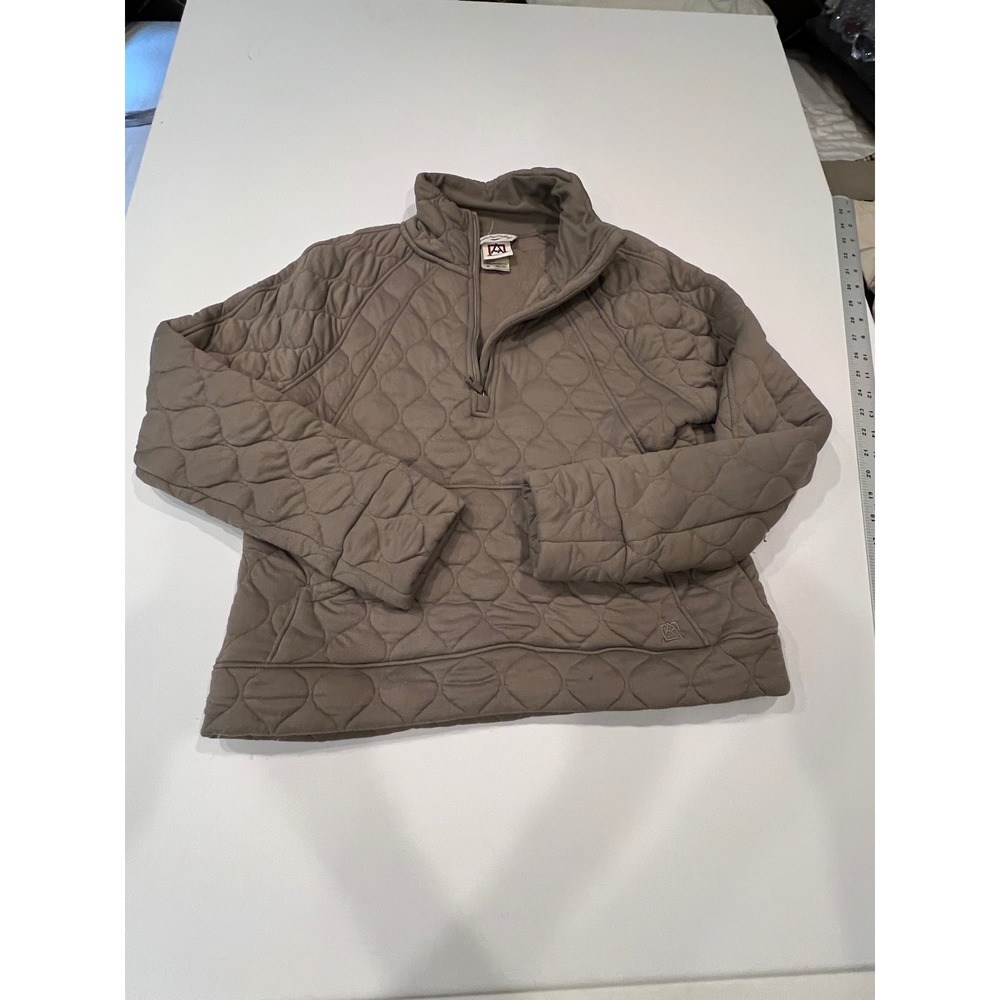 Avalanche Women's Medium Quilted Quarter Zip Pullover Taupe Outdoor Cottagecore‎